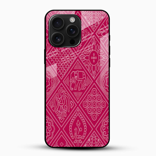 Pink Bandhani Art Glass Phone Case - Cover Stall