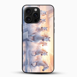 White Horses Glass Mobile Case