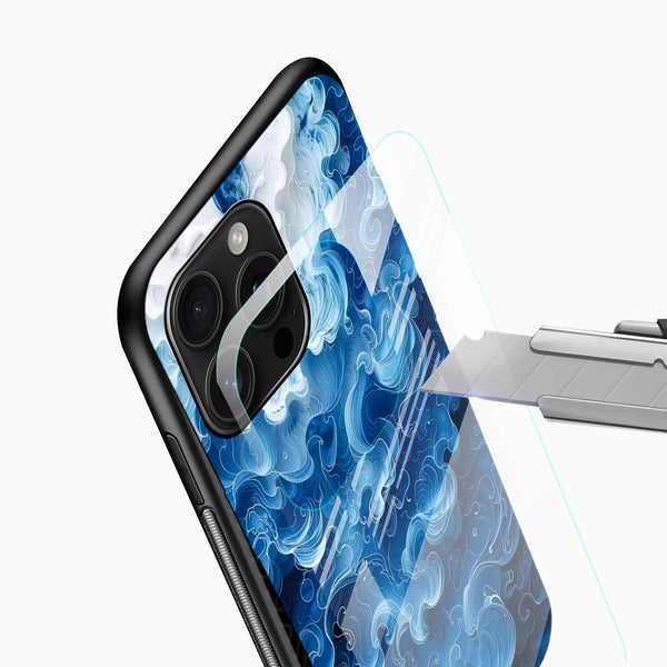 Azure Flow Swirl Glass Mobile Case - Cover Stall