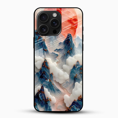 Mystic Cloud Mountain Glass Mobile Cover – Blue Landscape