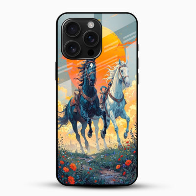 Twin Stallions Glass Phone Case