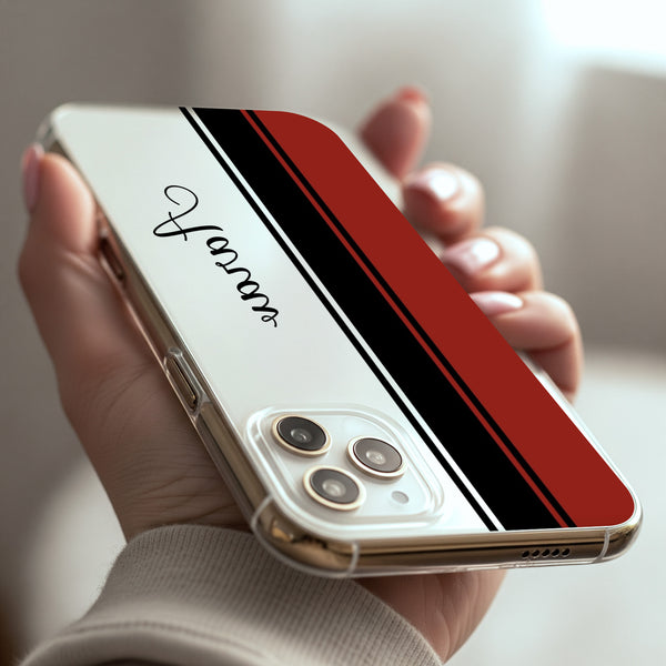 Custom Name Striped Silicon Mobile Case - Cover Stall
