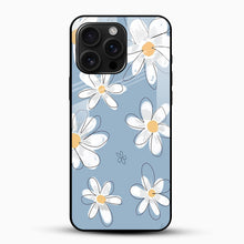Blue Daisy Floral Glass Mobile Case – Soft Aesthetic Design