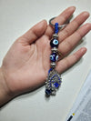 Evil Eye Peacock Charm Keychain – Blue Nazar Beaded Protection Accessory - Cover Stall