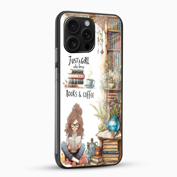 Books & Coffee Lover Glass Mobile Case - Cover Stall
