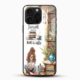 Books & Coffee Lover Glass Mobile Case – Cozy Aesthetic Design
