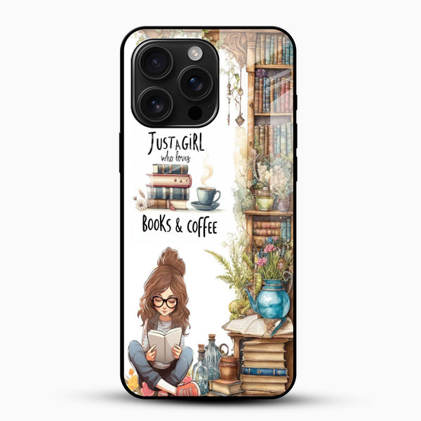 Books & Coffee Lover Glass Mobile Case - Cover Stall