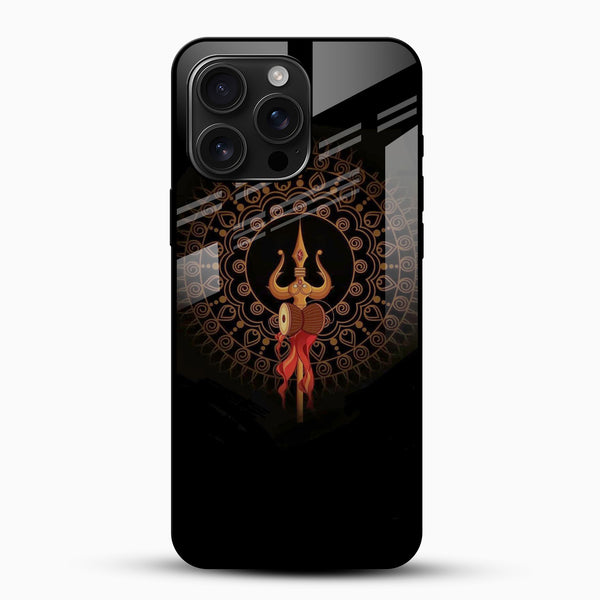 Divine Trishul Damru Glass Mobile Case - Cover Stall