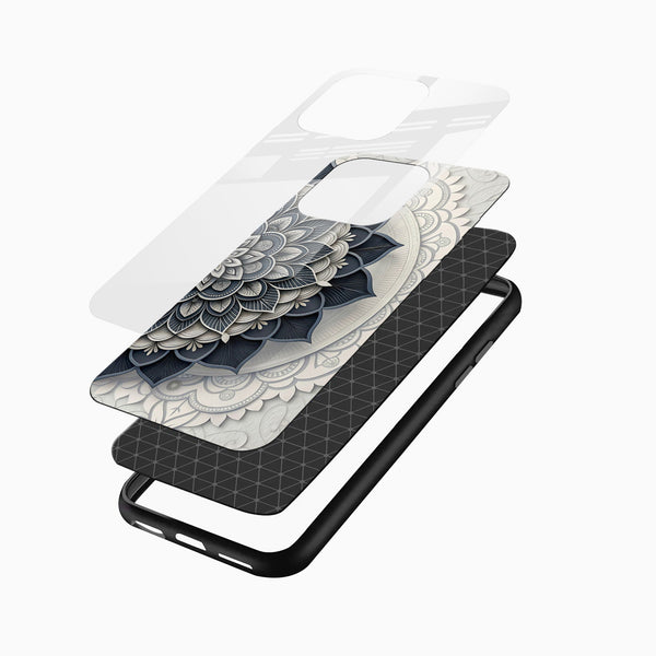 Grey Lotus Mandala Glass Mobile Case - Cover Stall