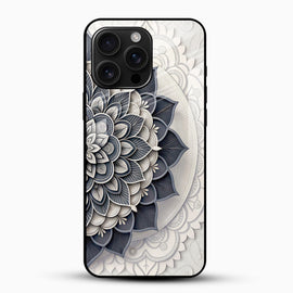 Grey Lotus Mandala Glass Mobile Case