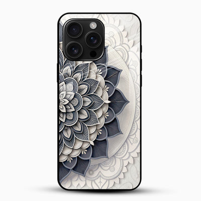 Grey Lotus Mandala Glass Mobile Case