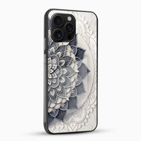 Grey Lotus Mandala Glass Mobile Case