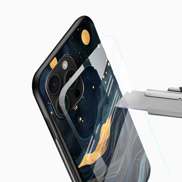 Midnight Gold Waves Glass Mobile Case - Cover Stall