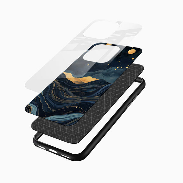 Midnight Gold Waves Glass Mobile Case - Cover Stall
