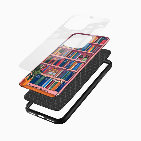 Pink Cozy Bookshelf Glass Mobile Case - Cover Stall