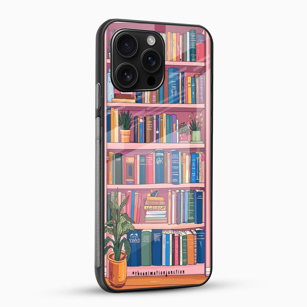 Pink Cozy Bookshelf Glass Mobile Case - Cover Stall