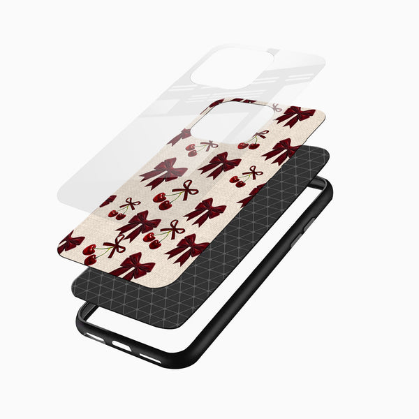 Cherry Bow Aesthetic Glass Mobile Cover - Cover Stall