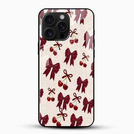 Cherry Bow Aesthetic Glass Mobile Cover