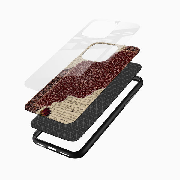 Vintage Persian Rug Glass Mobile Cover – Royal Maroon Antique Design - Cover Stall