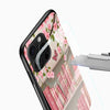 Blossom Library Aesthetic Glass Mobile Case – Pink Floral Bookshelf Design - Cover Stall