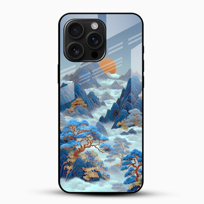 Mystic Blue Mountain Glass Mobile Cover – Artistic Scenic Designer Case