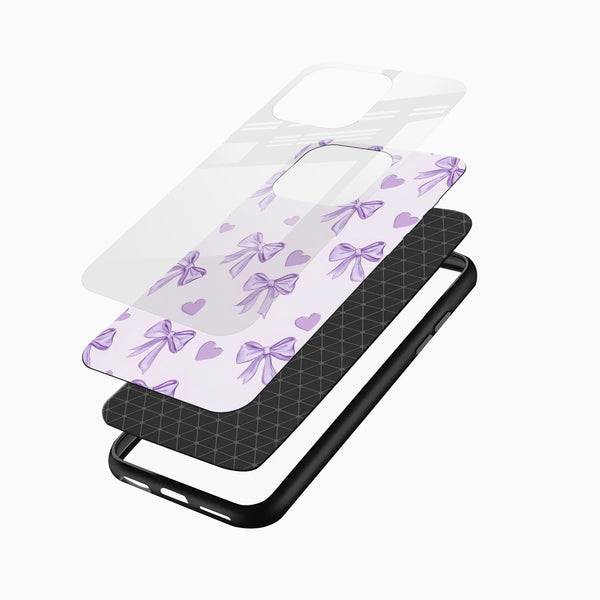 Lavender Bow Hearts Glass Mobile Case – Soft Coquette Aesthetic Design - Cover Stall