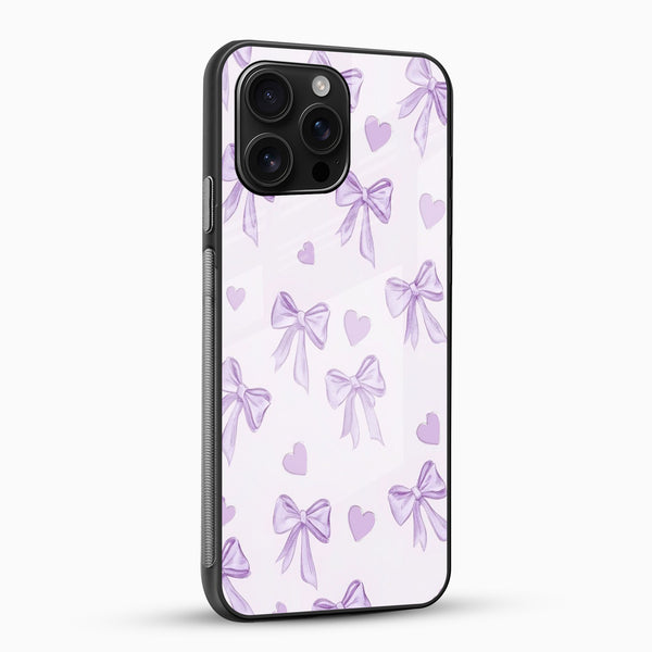 Lavender Bow Hearts Glass Mobile Case – Soft Coquette Aesthetic Design - Cover Stall