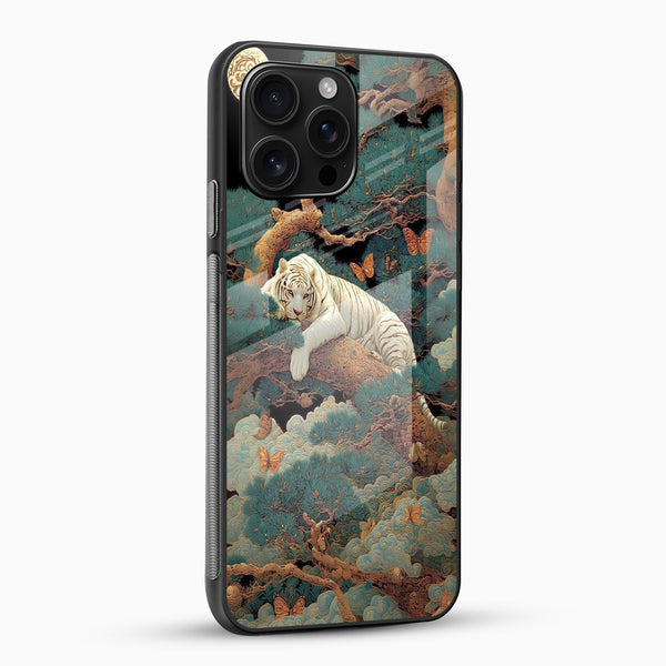 Royal White Tiger Forest Glass Mobile Cover – Artistic Nature Designer Case - Cover Stall