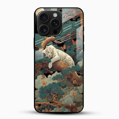 Royal White Tiger Forest Glass Mobile Cover – Artistic Nature Designer Case