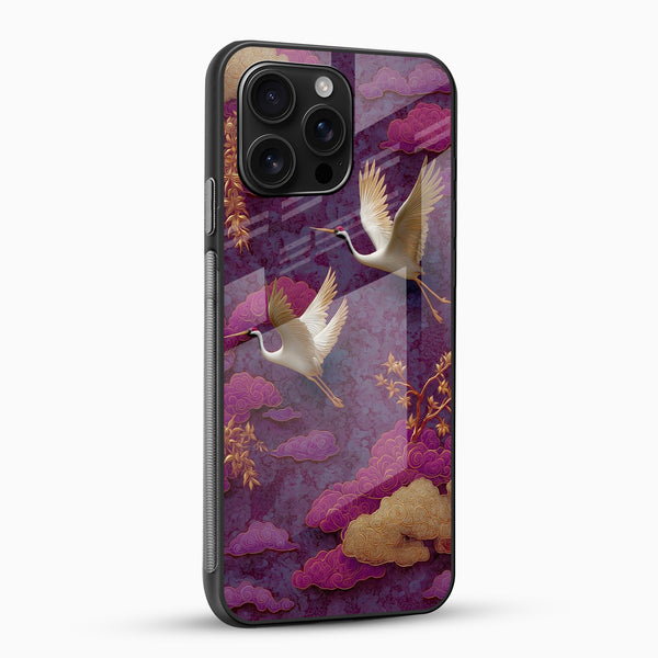 Elegant Flying Crane Art Glass Mobile Cover - Cover Stall