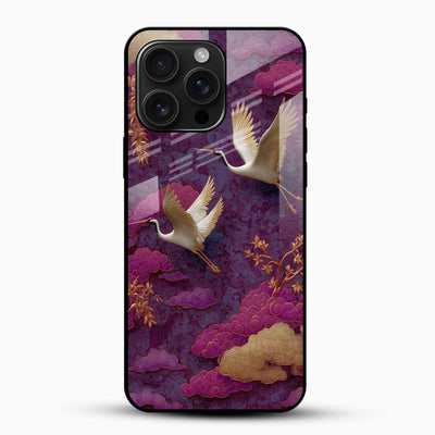 Elegant Flying Crane Art Glass Mobile Cover