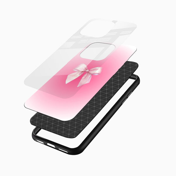 Pink Bow Gradient Glass Mobile Case – Minimal Cute Aesthetic Design - Cover Stall