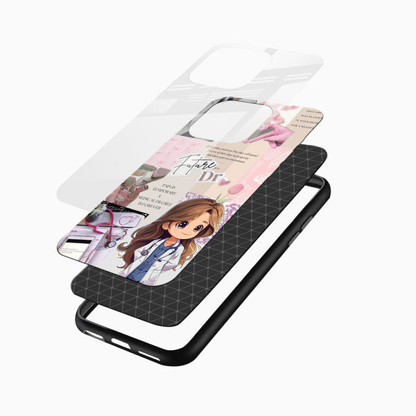 Future Doctor Aesthetic Glass Mobile Cover – Cute Medical Theme Case - Cover Stall