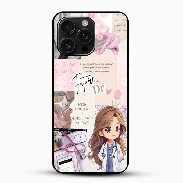 Future Doctor Aesthetic Glass Mobile Cover – Cute Medical Theme Case - Cover Stall