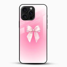 Pink Bow Gradient Glass Mobile Case – Minimal Cute Aesthetic Design