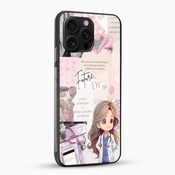 Future Doctor Aesthetic Glass Mobile Cover – Cute Medical Theme Case - Cover Stall