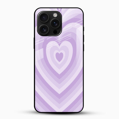 Lavender Heart Aesthetic Glass Mobile Case – Soft Pastel Love Design