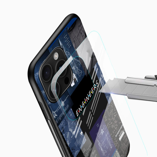 Engineers Blueprint Theme Glass Mobile Cover – Printed Case - Cover Stall