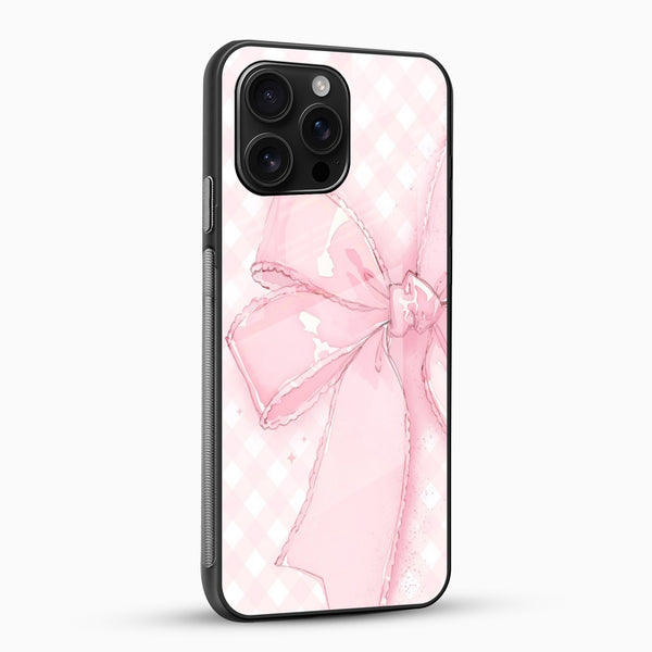 Soft Pink Bow Glass Mobile Case – Cute & Elegant Aesthetic - Cover Stall