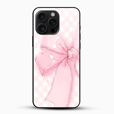 Soft Pink Bow Glass Mobile Case – Cute & Elegant Aesthetic