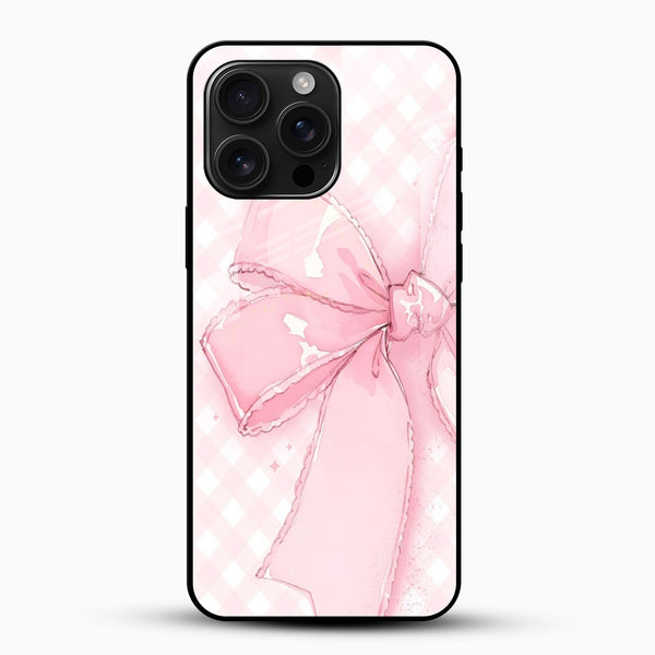 Soft Pink Bow Glass Mobile Case – Cute & Elegant Aesthetic - Cover Stall