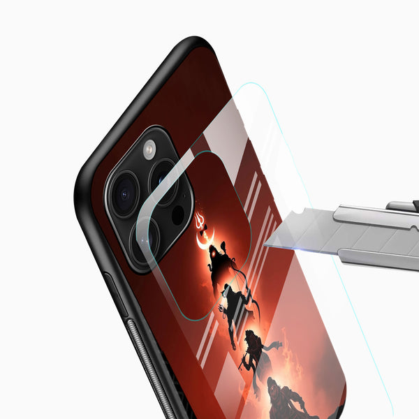 Divine Tridev Glass Mobile Cover – Lord Hanuman, Ram, Krishna, Shiva - Cover Stall