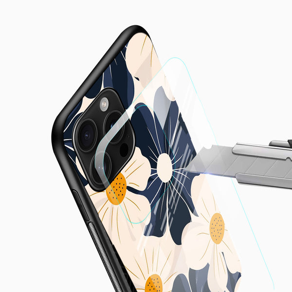 Midnight Bloom Floral Glass Mobile Case – Minimal Elegant Design - Cover Stall