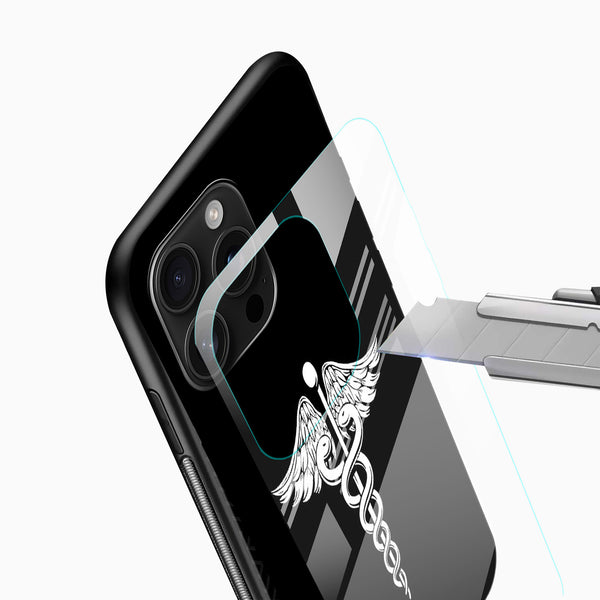 Medical Caduceus Symbol Glass Mobile Cover – Minimal Doctor Logo - Cover Stall