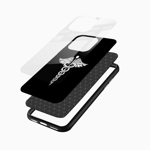 Medical Caduceus Symbol Glass Mobile Cover – Minimal Doctor Logo - Cover Stall