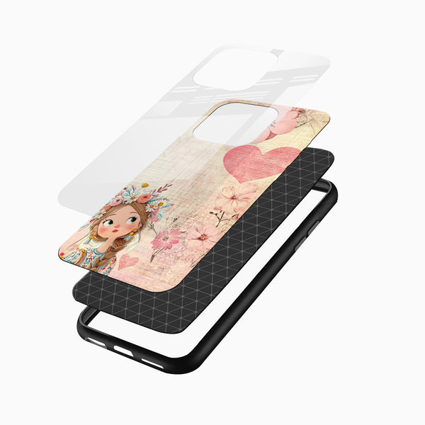 Dreamy Floral Girl Glass Mobile Case – Soft Pastel Aesthetic Design - Cover Stall