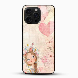 Dreamy Floral Girl Glass Mobile Case – Soft Pastel Aesthetic Design