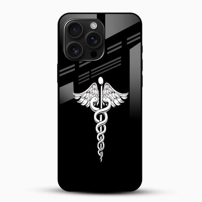 Medical Caduceus Symbol Glass Mobile Cover – Minimal Doctor Logo