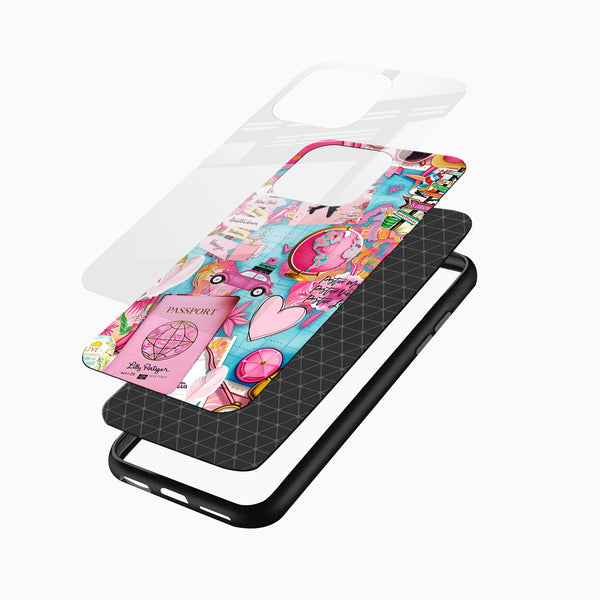 Pink Travel Diary Glass Mobile Case – Wanderlust Aesthetic Design - Cover Stall
