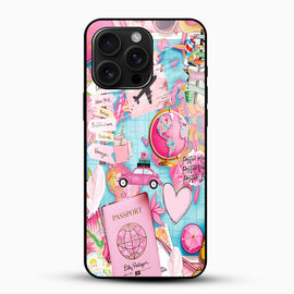 Pink Travel Diary Glass Mobile Case – Wanderlust Aesthetic Design